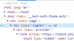 DOM tree showing login container