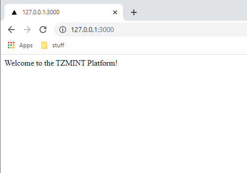Welcome page screenshot
