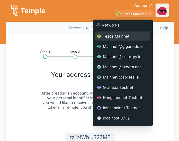 Select the correct testnet Select the correct testnet